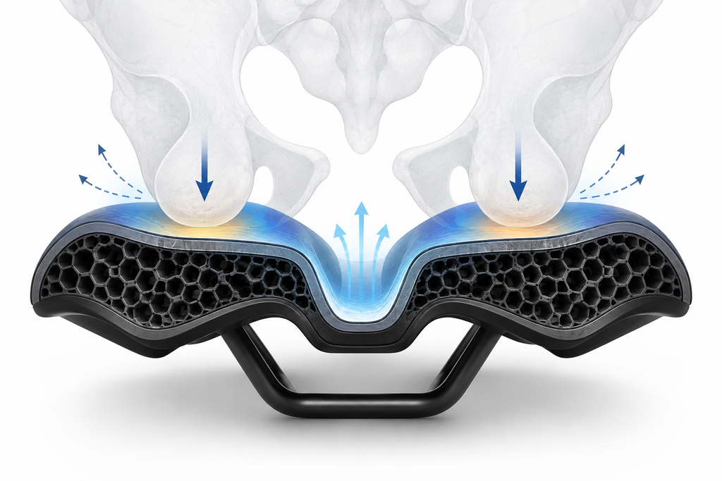AeroFlow — Selle Vélo 3D Carbone Ultralégère 120g