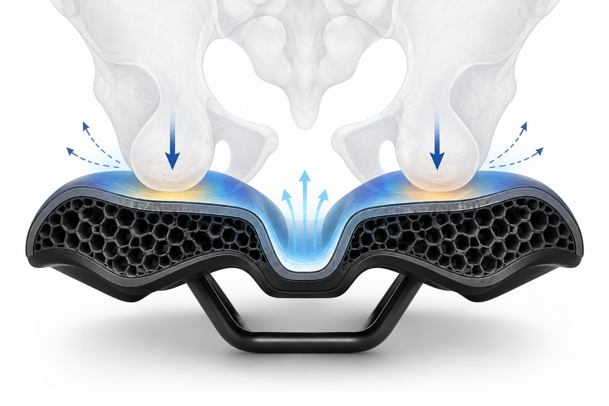 AeroFlow — Selle Vélo 3D Carbone Ultralégère 120g